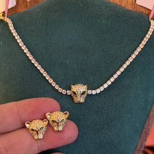 Gold Panther Bracelet & Earring Set